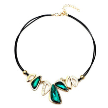 Load image into Gallery viewer, Gem Crystal Pendants Leather Rope Necklace - SexyBling