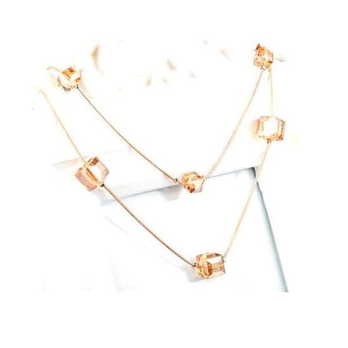 Gold Crystal Layered Necklace - SexyBling
