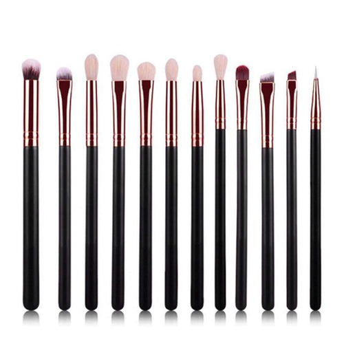 12Pcs Rose Gold Makeup Professional Brushes - SexyBling