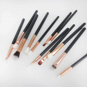 12Pcs Rose Gold Makeup Professional Brushes - SexyBling