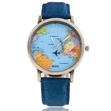 Load image into Gallery viewer, New Ladies Denim Global Travel Map Watch - SexyBling