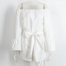 Load image into Gallery viewer, Fancy Flare Sleeve Bow Ruffle Romper - SexyBling