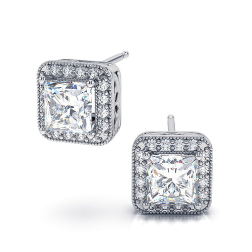Sliver Color Princess-cut Stud Earrings - SexyBling