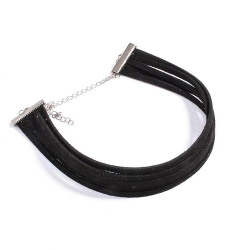 5 layered Black Velvet Choker Necklace - SexyBling