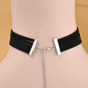 5 layered Black Velvet Choker Necklace - SexyBling