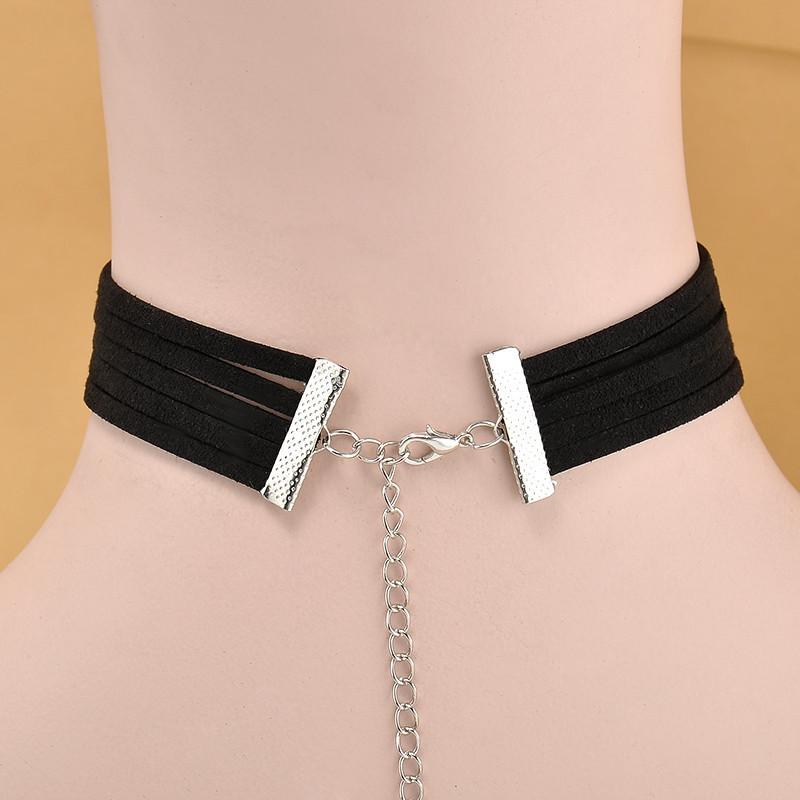 5 layered Black Velvet Choker Necklace - SexyBling