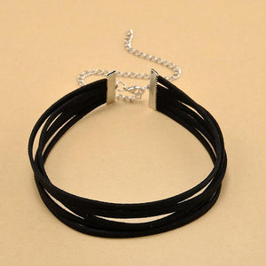 5 layered Black Velvet Choker Necklace - SexyBling