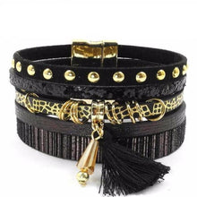Load image into Gallery viewer, 6 Color Layered Leather Bracelet With Tassel - SexyBling