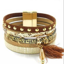 Load image into Gallery viewer, 6 Color Layered Leather Bracelet With Tassel - SexyBling