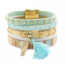 Load image into Gallery viewer, 6 Color Layered Leather Bracelet With Tassel - SexyBling
