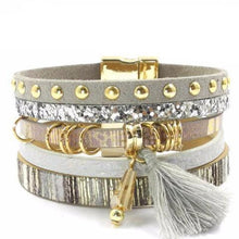 Load image into Gallery viewer, 6 Color Layered Leather Bracelet With Tassel - SexyBling