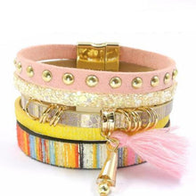 Load image into Gallery viewer, 6 Color Layered Leather Bracelet With Tassel - SexyBling