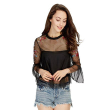 Load image into Gallery viewer, Applique Mesh Long Sleeve Top - SexyBling