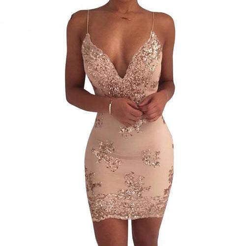 Beautiful Backless Sequin Mini Dress - SexyBling