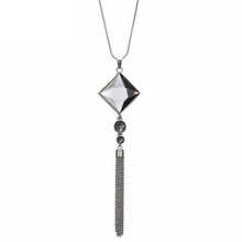 Load image into Gallery viewer, Square Crystal Long-tassel Necklace - SexyBling