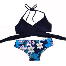 Load image into Gallery viewer, Bandage Bikini Set With Floral Bottom - SexyBling