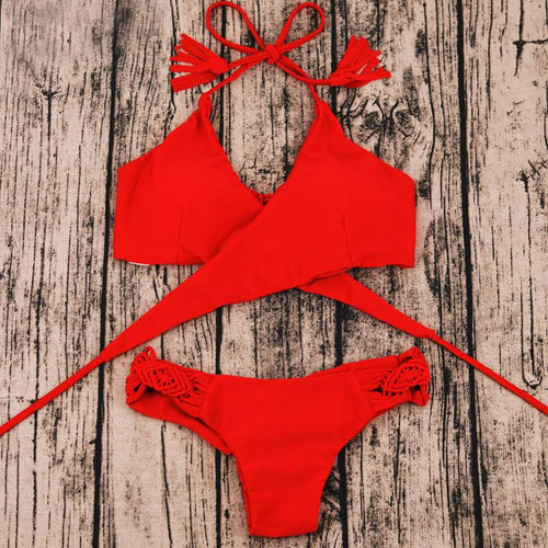 Bandage Bikini Top With Minimal Coverage Bikini Bottom - SexyBling