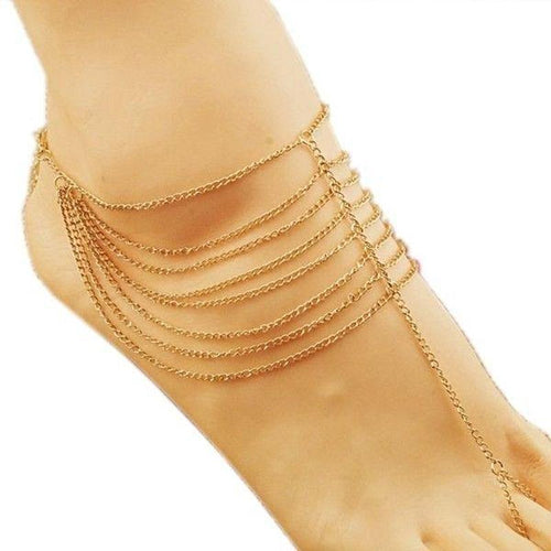 Beach Fashion Multi Chain Anklet - SexyBling