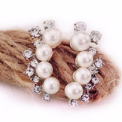 Silver Needle Pearl Earrings For Women - SexyBling