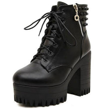 Load image into Gallery viewer, Black High Heel Zipper Boots For Women - SexyBling