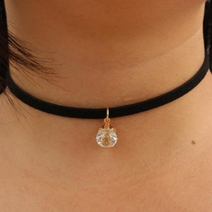Black Leather Choker Pendant Necklaces - SexyBling