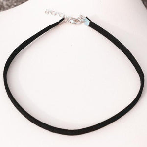 Black Leather Choker Pendant Necklaces - SexyBling