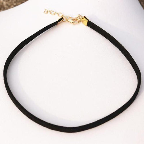 Black Leather Choker Pendant Necklaces - SexyBling