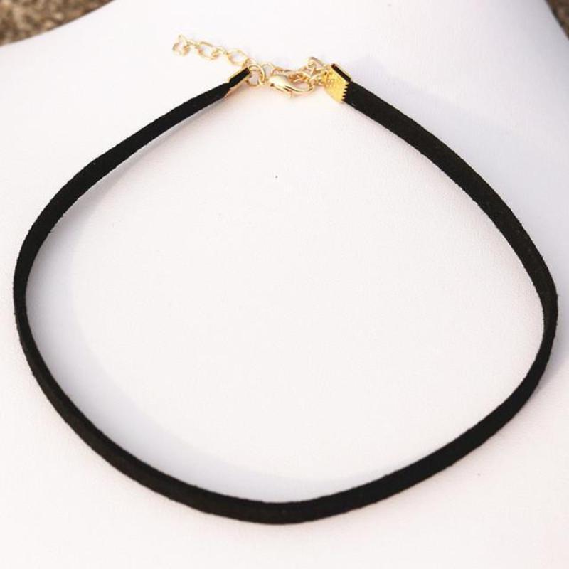 Black Leather Choker Pendant Necklaces - SexyBling