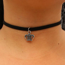 Load image into Gallery viewer, Black Leather Choker Pendant Necklaces - SexyBling