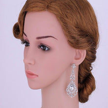 Load image into Gallery viewer, Blue Large Rhinestone Stud Earrings Dangle - SexyBling