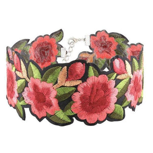 Bohemian Embroidered Floral Choker Necklace - SexyBling