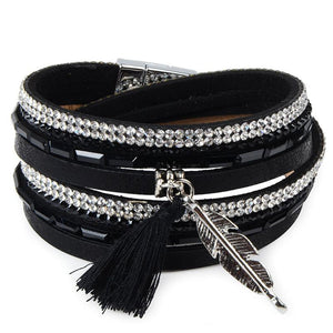 Bohemian Leather Charm Tassel Bracelet - SexyBling