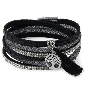 Bohemian Leather Charm Tassel Bracelet - SexyBling