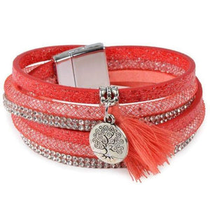 Bohemian Leather Charm Tassel Bracelet - SexyBling