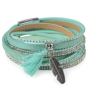 Bohemian Leather Charm Tassel Bracelet - SexyBling