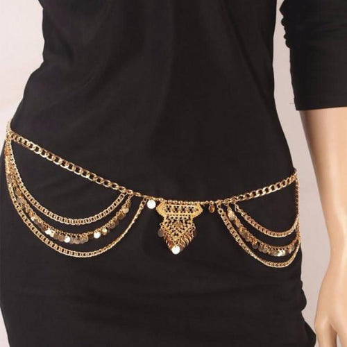 Boho Silver & Gold Metal Belly Waist Chain - SexyBling