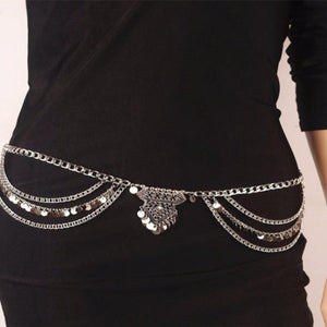 Boho Silver & Gold Metal Belly Waist Chain - SexyBling