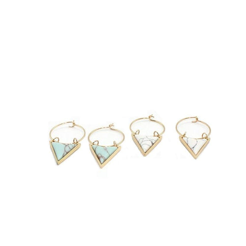 Comiya Geometric White Stones Earrings - SexyBling