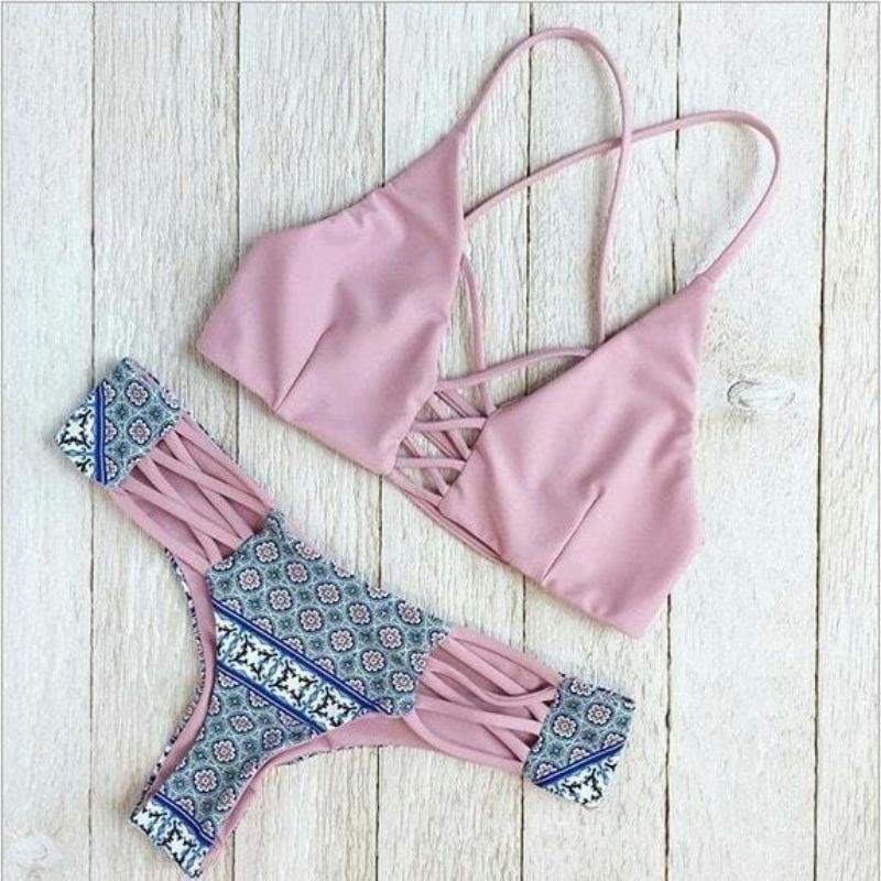 Criss Cross Halter Bikini - SexyBling