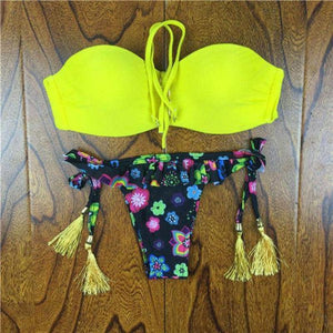 Crochet Lace Bikini With Side Tie Cheeky Bottoms - SexyBling