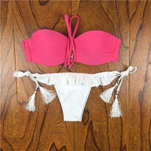 Load image into Gallery viewer, Crochet Lace Bikini With Side Tie Cheeky Bottoms - SexyBling