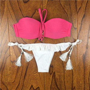 Crochet Lace Bikini With Side Tie Cheeky Bottoms - SexyBling