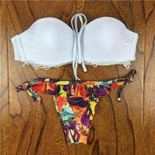 Load image into Gallery viewer, Crochet Lace Bikini With Side Tie Cheeky Bottoms - SexyBling