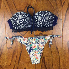 Load image into Gallery viewer, Crochet Lace Bikini With Side Tie Cheeky Bottoms - SexyBling