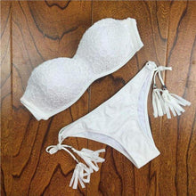 Load image into Gallery viewer, Crochet Lace Bikini With Side Tie Cheeky Bottoms - SexyBling