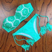 Load image into Gallery viewer, Crochet Lace Bikini With Side Tie Cheeky Bottoms - SexyBling
