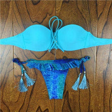 Load image into Gallery viewer, Crochet Lace Bikini With Side Tie Cheeky Bottoms - SexyBling