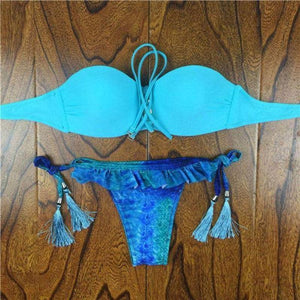 Crochet Lace Bikini With Side Tie Cheeky Bottoms - SexyBling