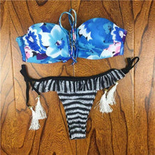 Load image into Gallery viewer, Crochet Lace Bikini With Side Tie Cheeky Bottoms - SexyBling