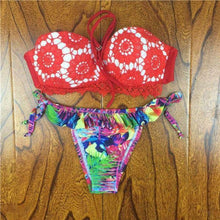 Load image into Gallery viewer, Crochet Lace Bikini With Side Tie Cheeky Bottoms - SexyBling